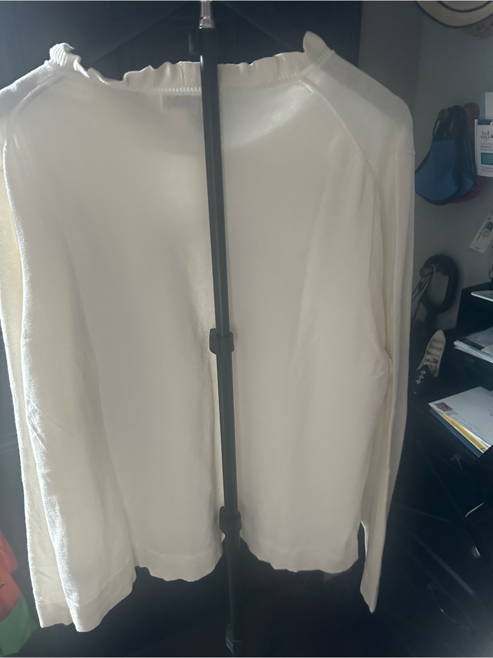 J.Crew Women's Cream Ruffle-Trim Lightweight Sweater - Picture 4 of 4
